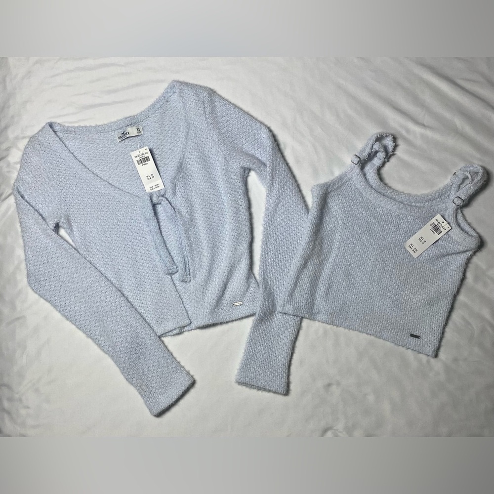 NWT Size XS hollister super soft baby blue cami and sweater set